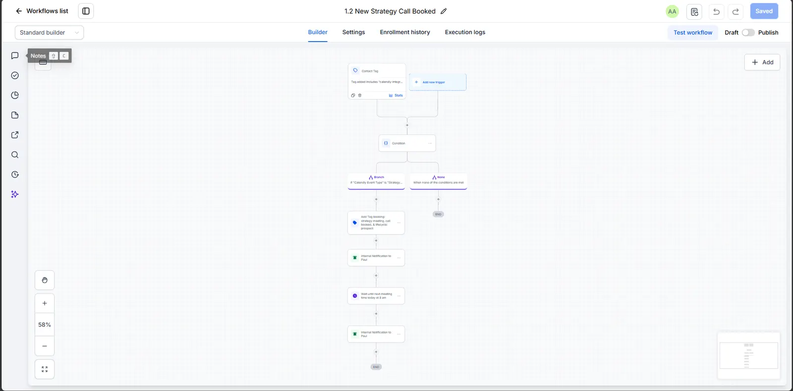 New strategy call booking workflow screenshot