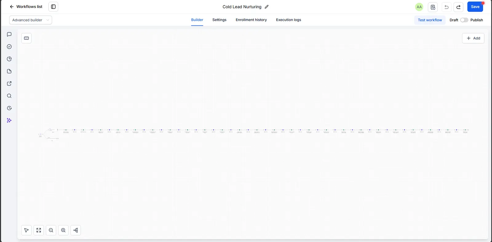 Cold lead nurturing workflow screenshot
