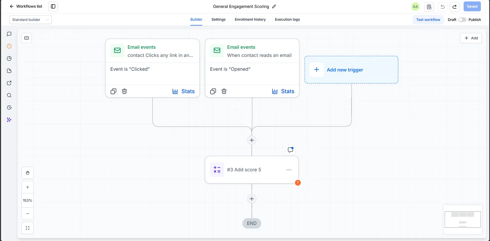 General engagement scoring workflow screenshot