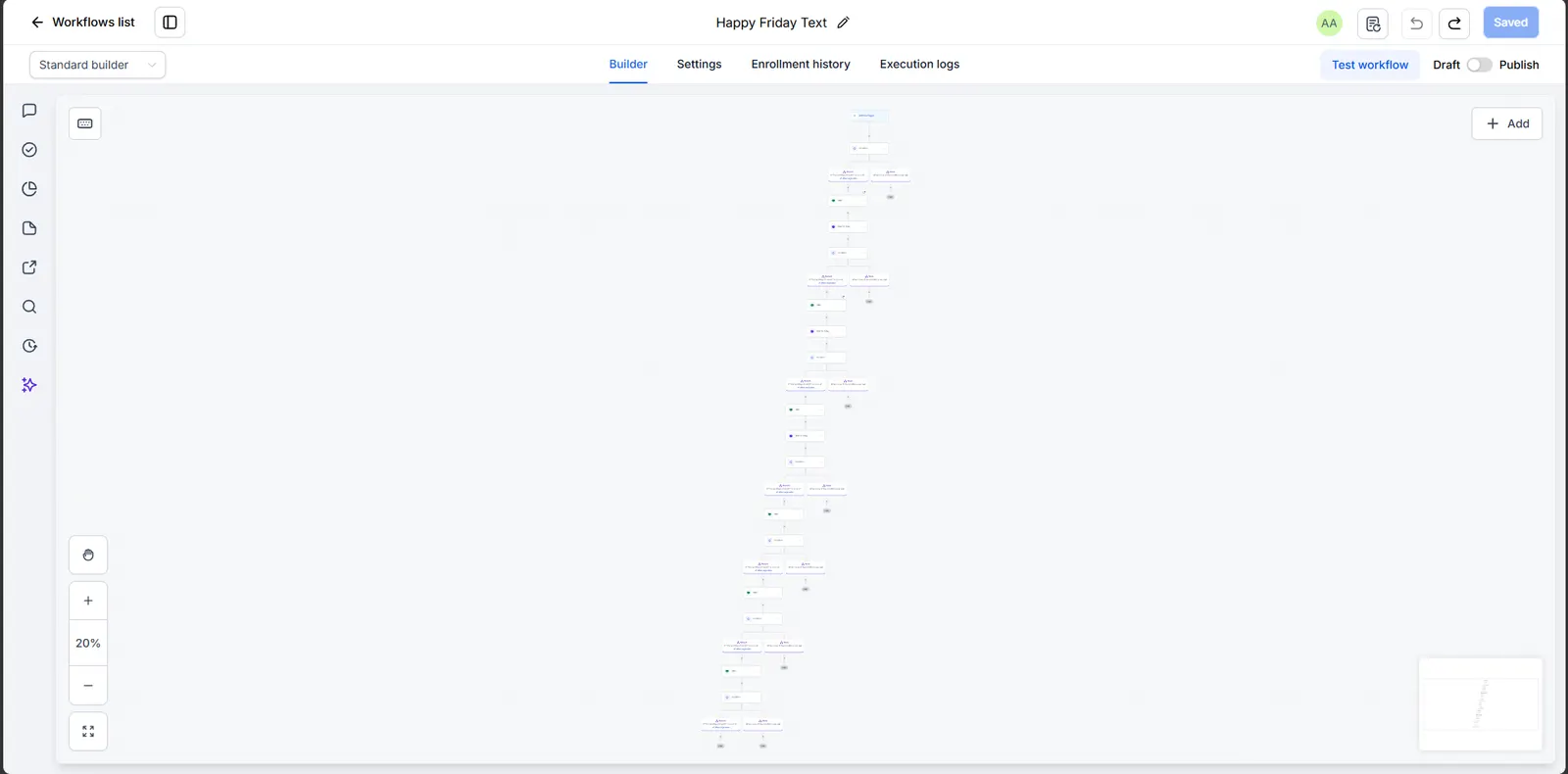 Automated Friday SMS engagement workflow screenshot