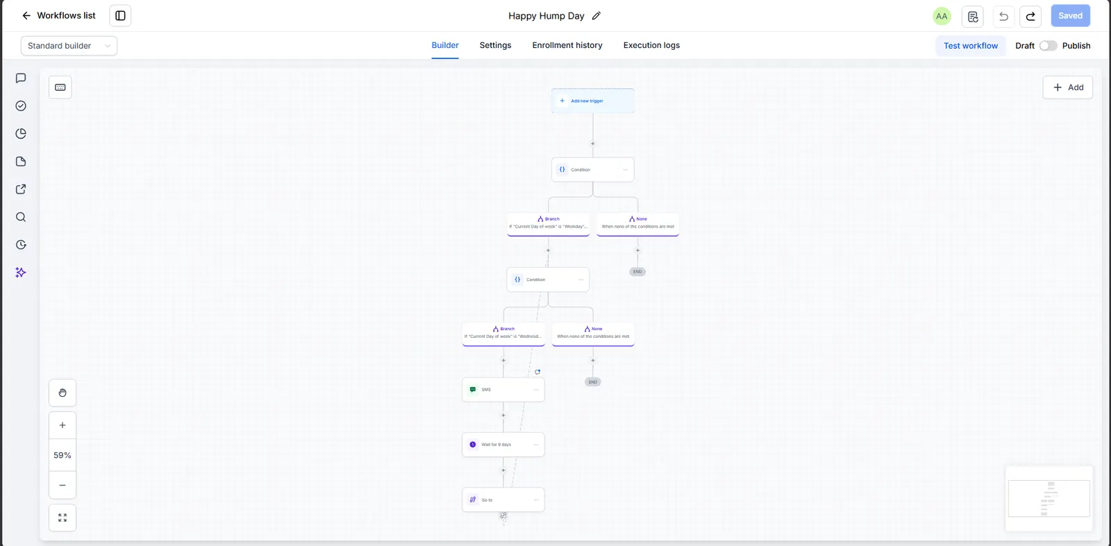 Automated midweek engagement workflow screenshot