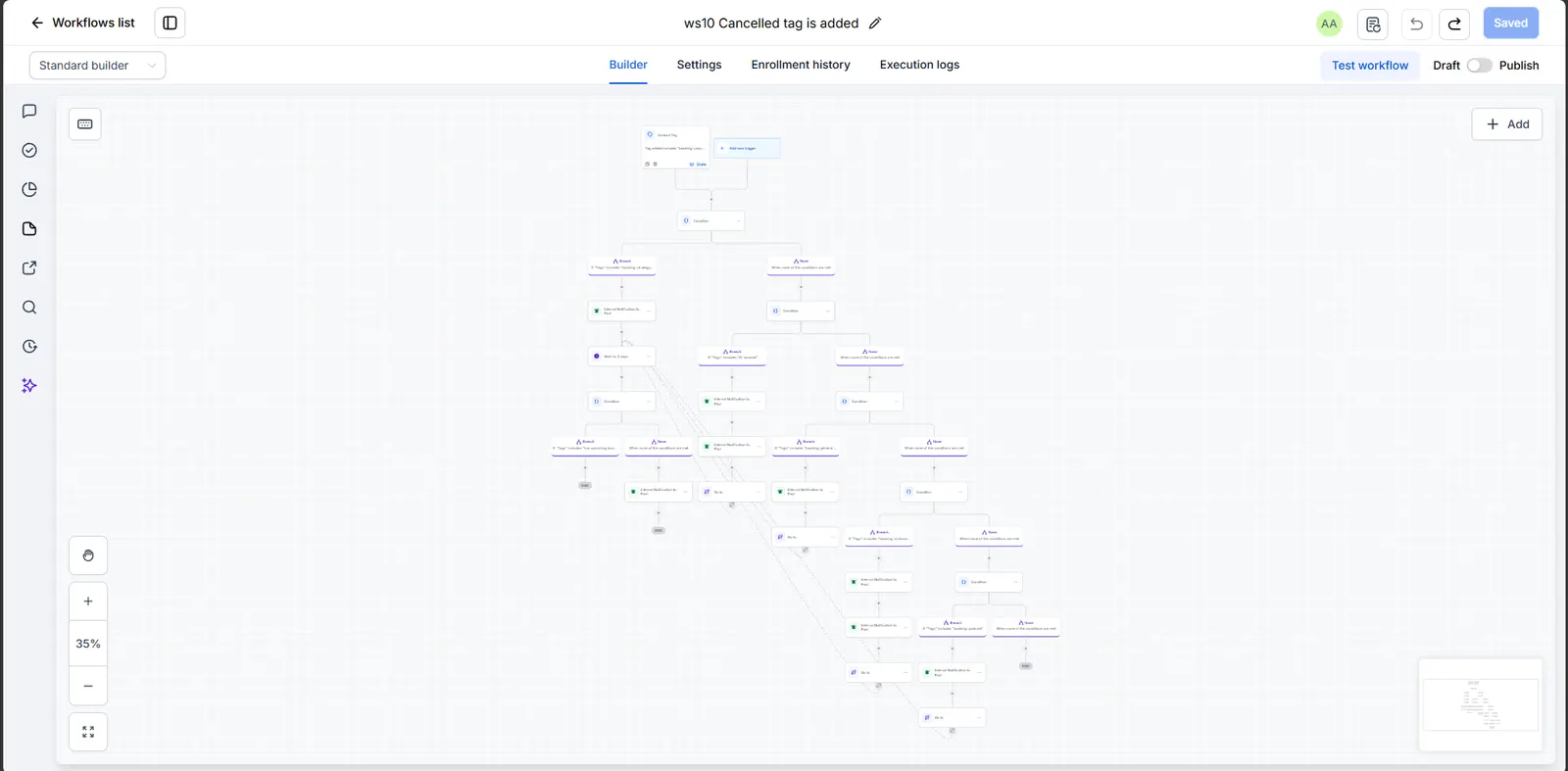 Cancelled-booking tag workflow screenshot