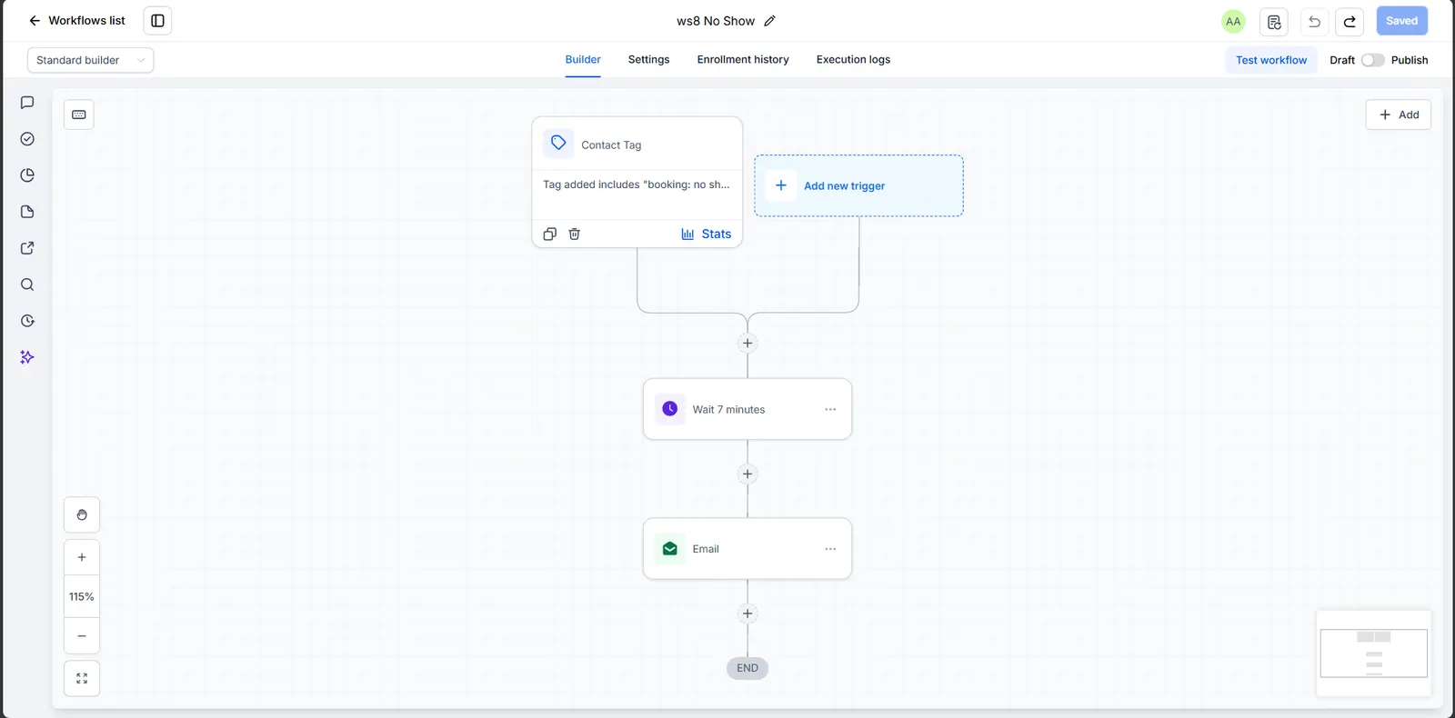 Appointment no-show workflow screenshot