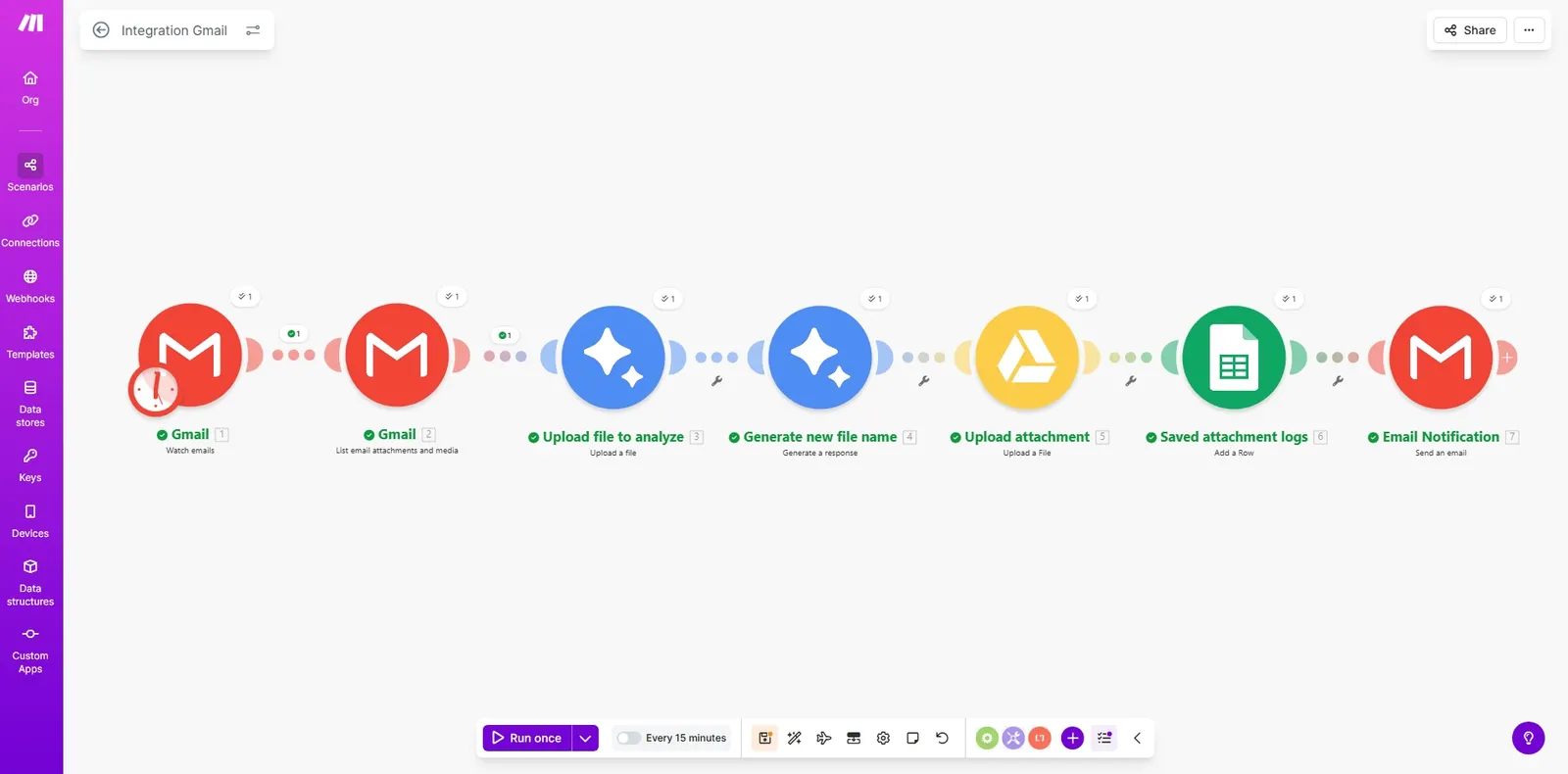 Make Gmail and Google Drive email integration screenshot